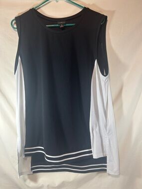 Worthington Sleeveless Black & White Layered Tank Top - Athletic Style